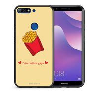 Thumbnail for Θήκη Αγίου Βαλεντίνου Huawei Y7 2018 Fries Before Guys από τη Smartfits με σχέδιο στο πίσω μέρος και μαύρο περίβλημα | Huawei Y7 2018 Fries Before Guys case with colorful back and black bezels