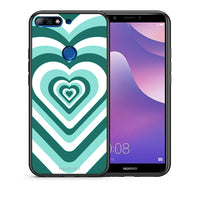Thumbnail for Θήκη Huawei Y7 2018 Green Hearts από τη Smartfits με σχέδιο στο πίσω μέρος και μαύρο περίβλημα | Huawei Y7 2018 Green Hearts case with colorful back and black bezels