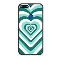 Thumbnail for Huawei Y7 2018 Green Hearts θήκη από τη Smartfits με σχέδιο στο πίσω μέρος και μαύρο περίβλημα | Smartphone case with colorful back and black bezels by Smartfits