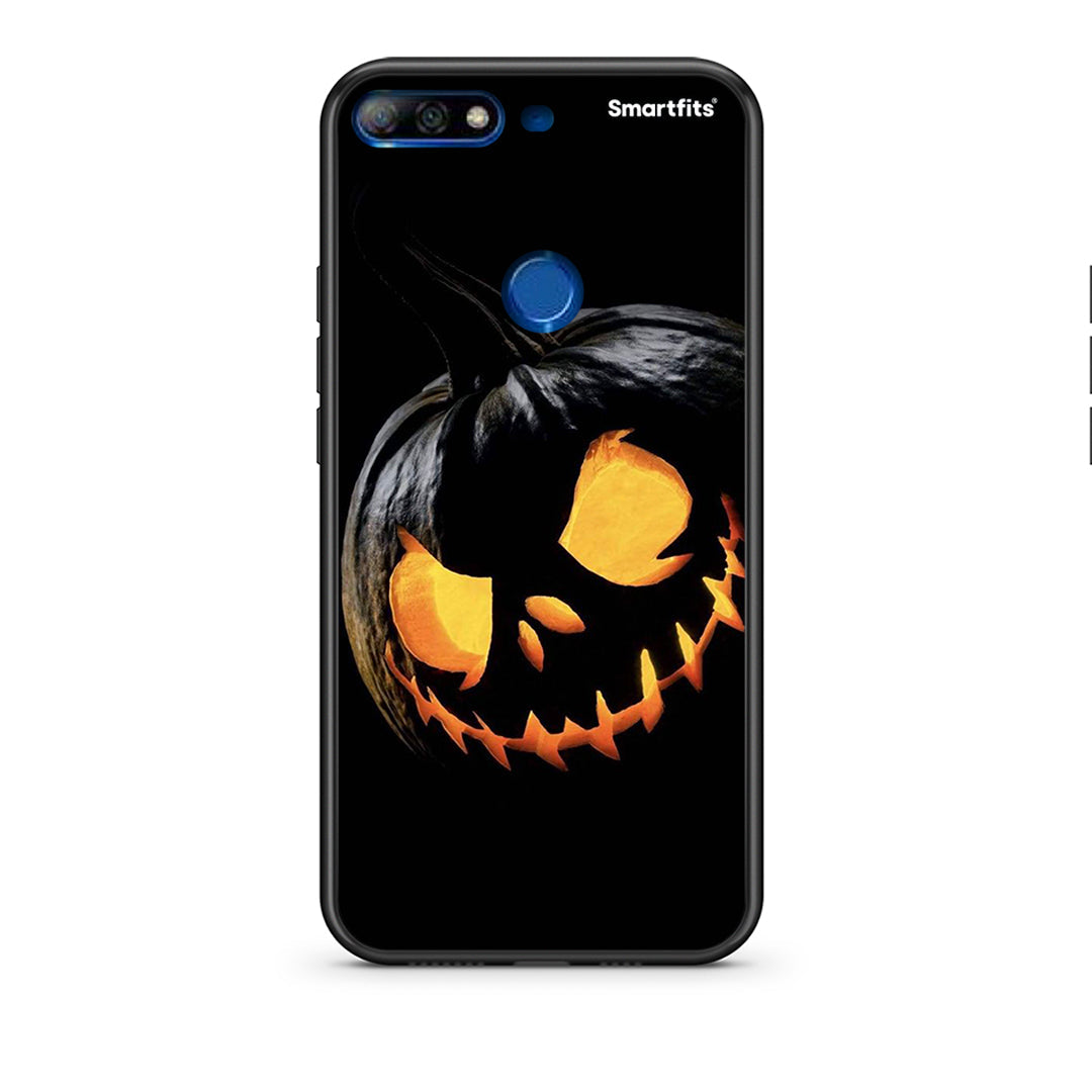 Huawei Y7 2018 Halloween Scary Pumpkin Θήκη από τη Smartfits με σχέδιο στο πίσω μέρος και μαύρο περίβλημα | Smartphone case with colorful back and black bezels by Smartfits