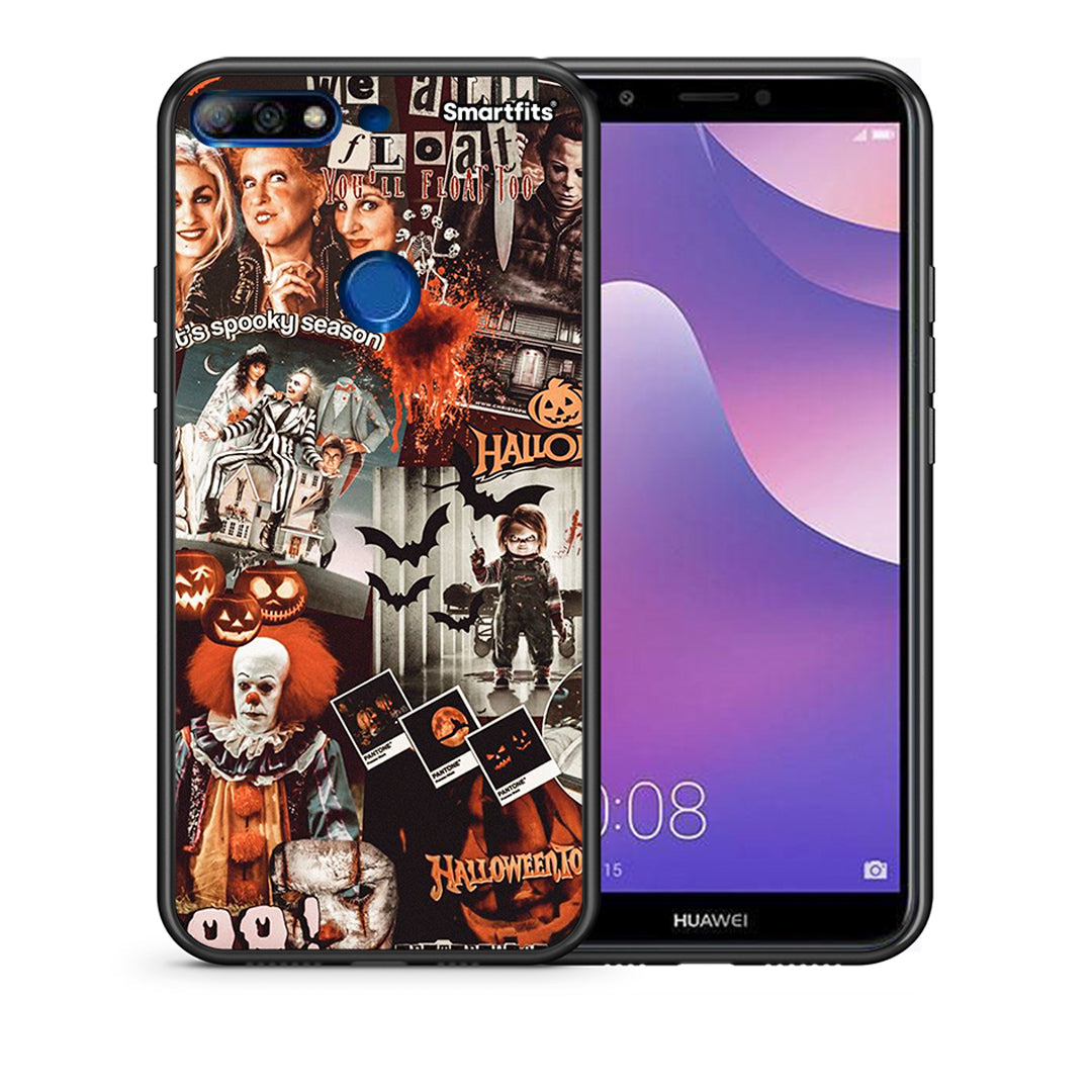 Θήκη Huawei Y7 2018 Halloween Spooky Season από τη Smartfits με σχέδιο στο πίσω μέρος και μαύρο περίβλημα | Huawei Y7 2018 Halloween Spooky Season case with colorful back and black bezels