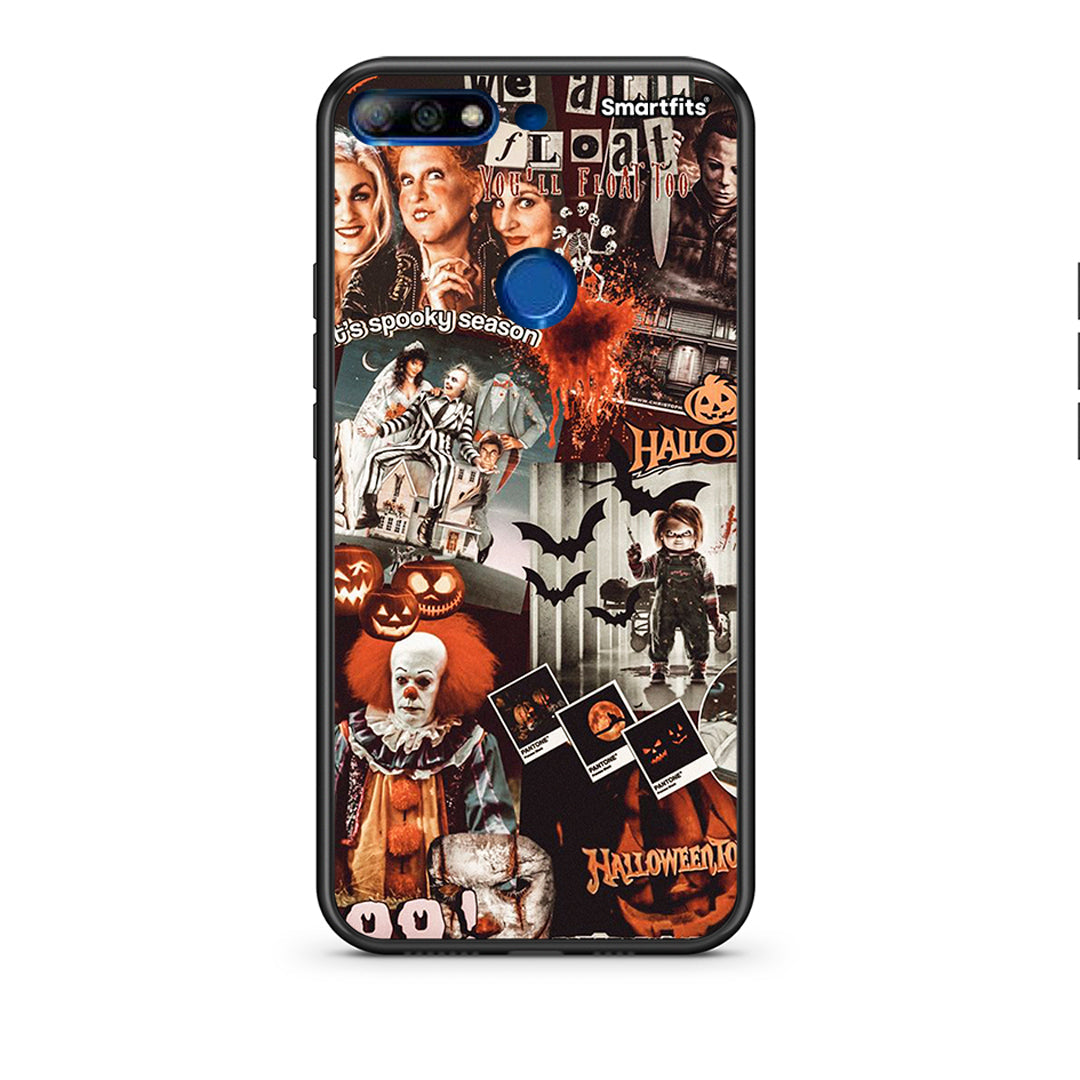 Huawei Y7 2018 Halloween Spooky Season Θήκη από τη Smartfits με σχέδιο στο πίσω μέρος και μαύρο περίβλημα | Smartphone case with colorful back and black bezels by Smartfits