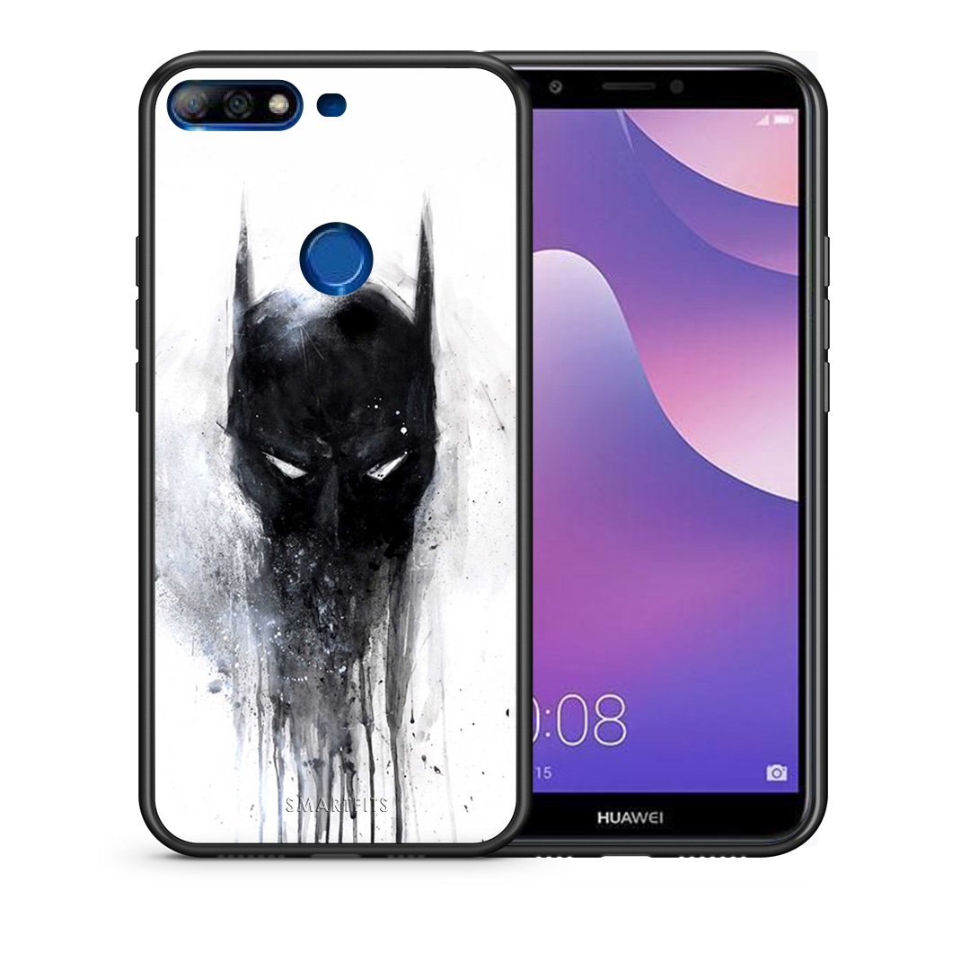 Θήκη Huawei Y7 2018 Paint Bat Hero από τη Smartfits με σχέδιο στο πίσω μέρος και μαύρο περίβλημα | Huawei Y7 2018 Paint Bat Hero case with colorful back and black bezels