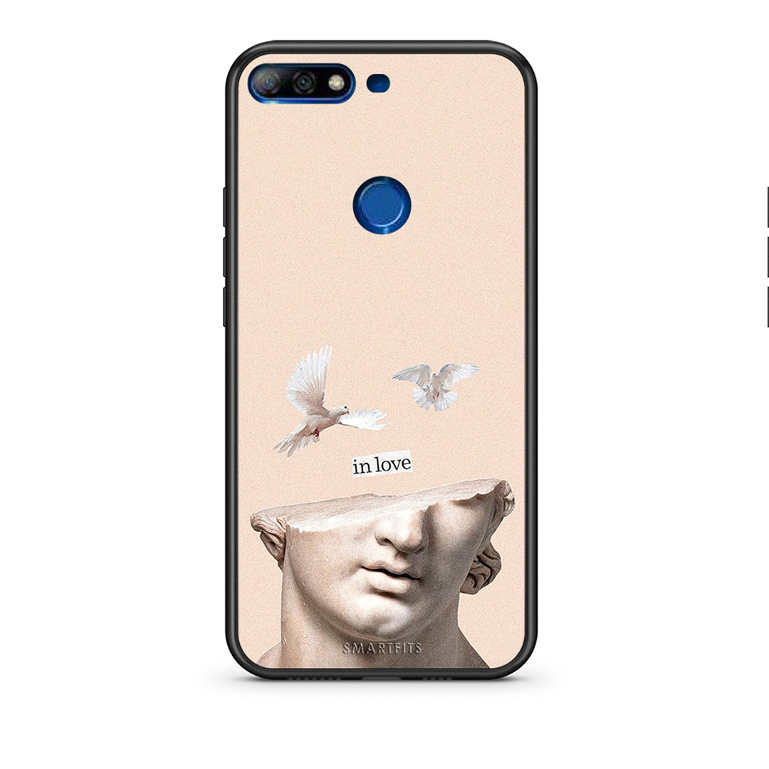 Huawei Y7 2018 In Love θήκη από τη Smartfits με σχέδιο στο πίσω μέρος και μαύρο περίβλημα | Smartphone case with colorful back and black bezels by Smartfits
