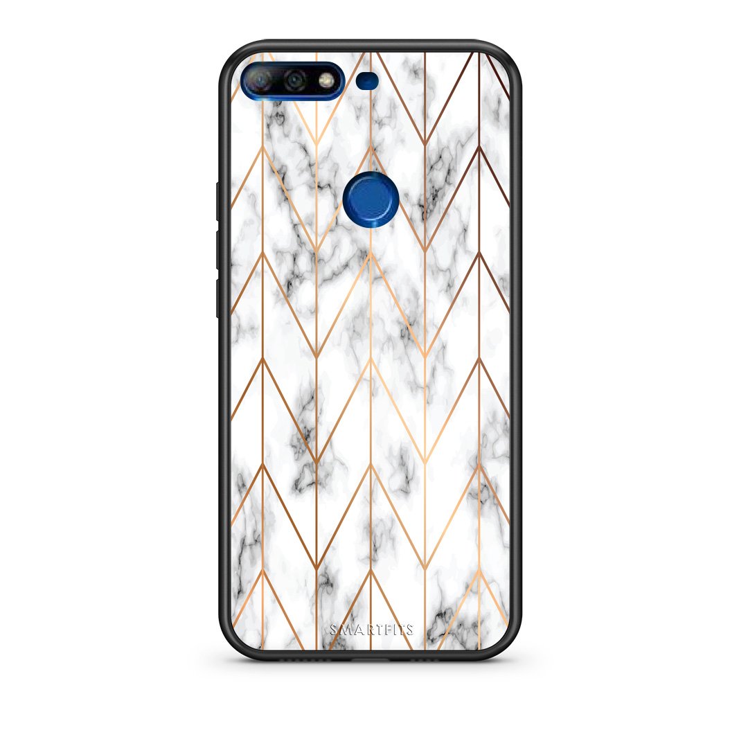 44 - Huawei Y7 2018 Gold Geometric Marble case, cover, bumper