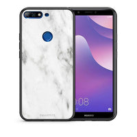 Thumbnail for Θήκη Huawei Y7 2018 White Marble από τη Smartfits με σχέδιο στο πίσω μέρος και μαύρο περίβλημα | Huawei Y7 2018 White Marble case with colorful back and black bezels