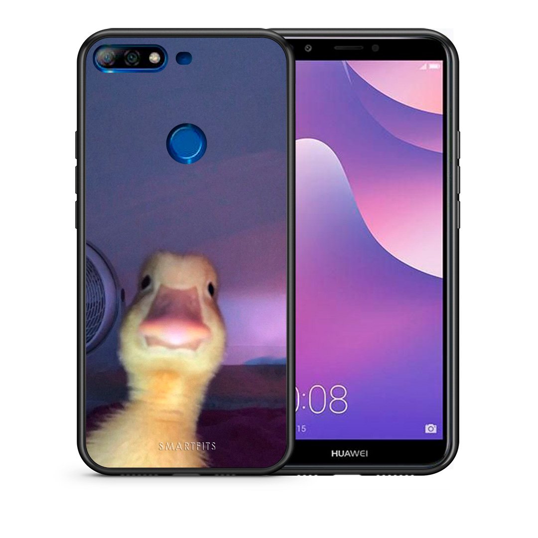Θήκη Huawei Y7 2018 Meme Duck από τη Smartfits με σχέδιο στο πίσω μέρος και μαύρο περίβλημα | Huawei Y7 2018 Meme Duck case with colorful back and black bezels