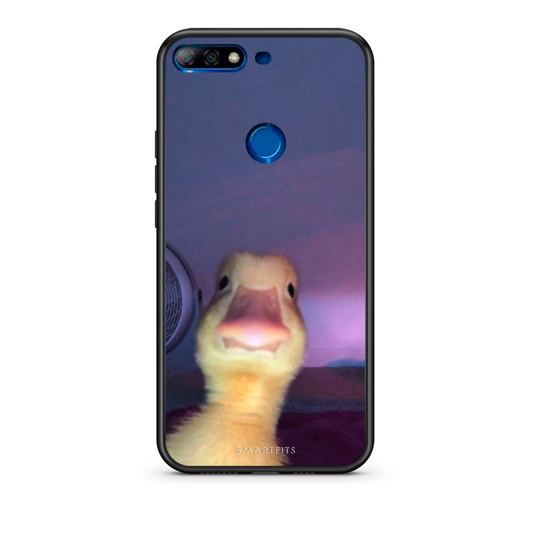 Huawei Y7 2018 Meme Duck θήκη από τη Smartfits με σχέδιο στο πίσω μέρος και μαύρο περίβλημα | Smartphone case with colorful back and black bezels by Smartfits