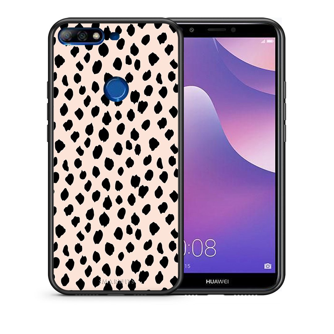 Θήκη Huawei Y7 2018 New Polka Dots από τη Smartfits με σχέδιο στο πίσω μέρος και μαύρο περίβλημα | Huawei Y7 2018 New Polka Dots case with colorful back and black bezels