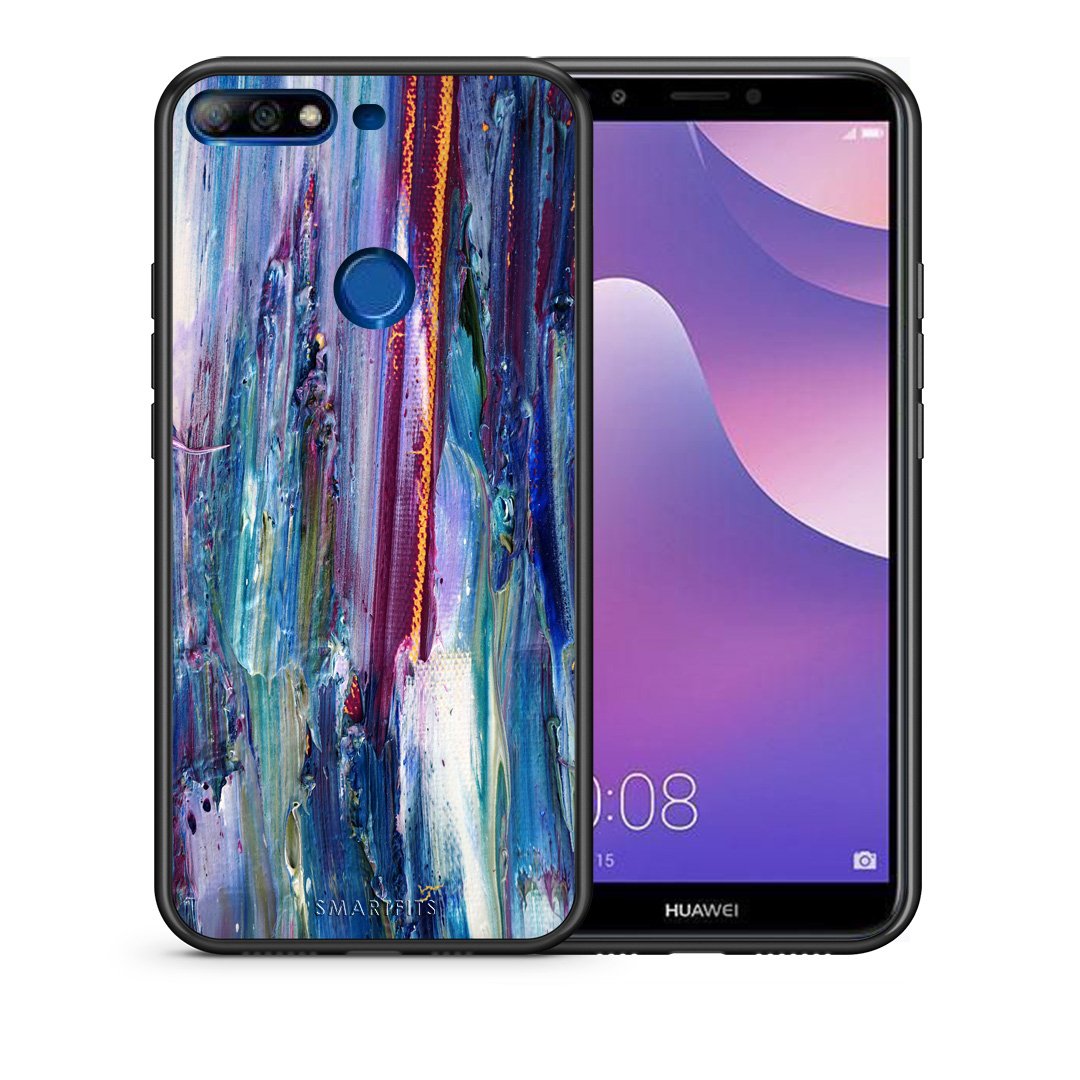 Θήκη Huawei Y7 2018 Winter Paint από τη Smartfits με σχέδιο στο πίσω μέρος και μαύρο περίβλημα | Huawei Y7 2018 Winter Paint case with colorful back and black bezels