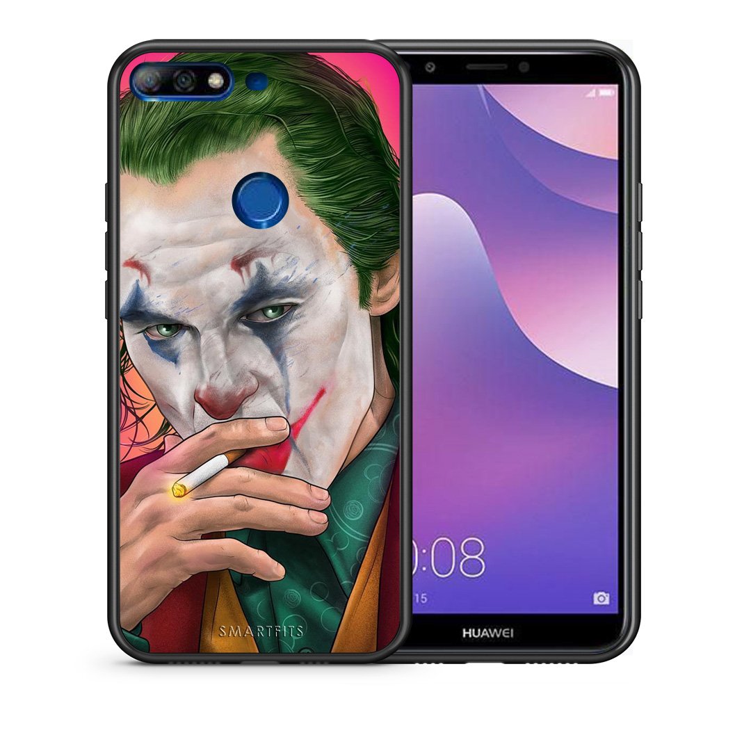 Θήκη Huawei Y7 2018 JokesOnU PopArt από τη Smartfits με σχέδιο στο πίσω μέρος και μαύρο περίβλημα | Huawei Y7 2018 JokesOnU PopArt case with colorful back and black bezels