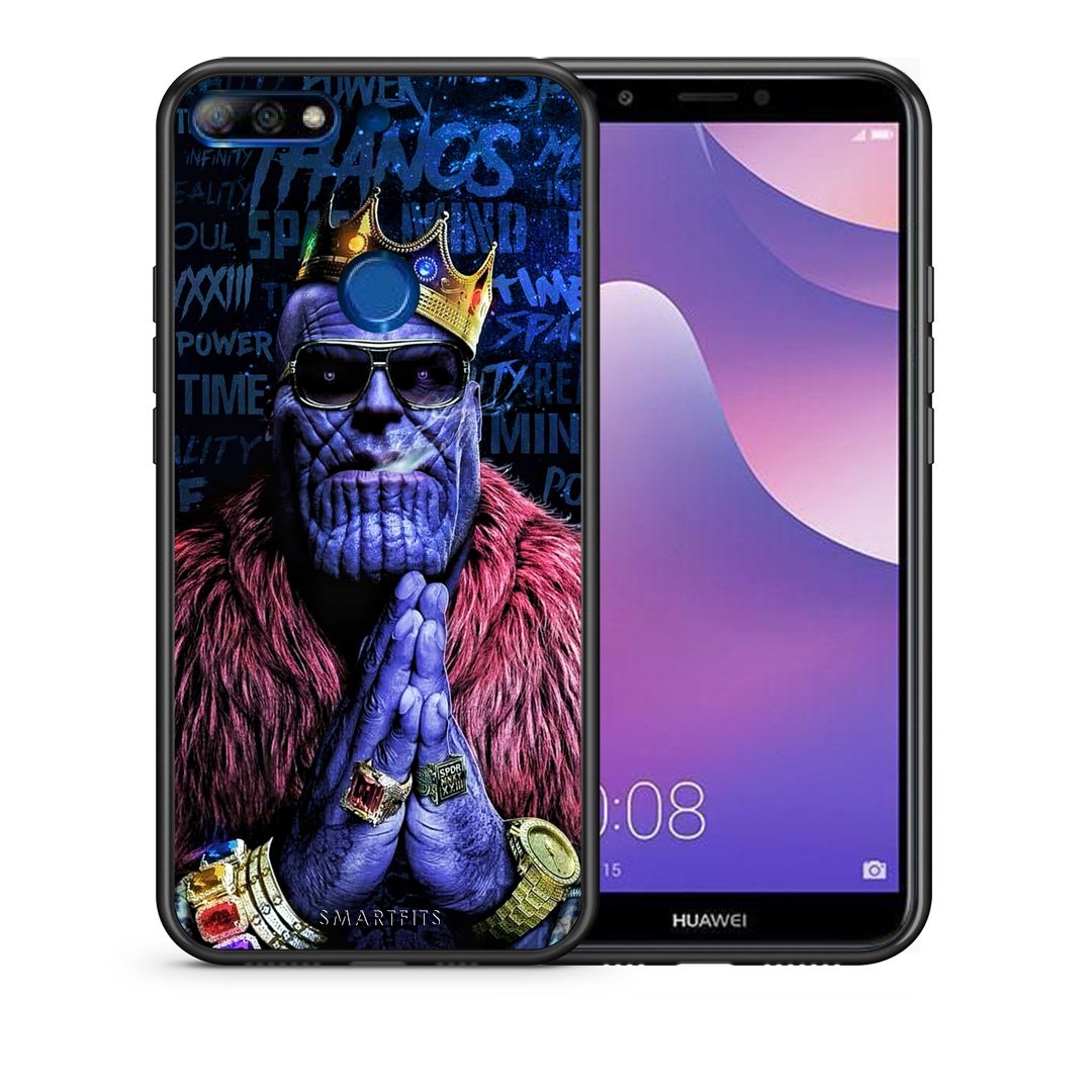 Θήκη Huawei Y7 2018 Thanos PopArt από τη Smartfits με σχέδιο στο πίσω μέρος και μαύρο περίβλημα | Huawei Y7 2018 Thanos PopArt case with colorful back and black bezels