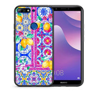 Thumbnail for Θήκη Huawei Y7 2018 Retro Spring από τη Smartfits με σχέδιο στο πίσω μέρος και μαύρο περίβλημα | Huawei Y7 2018 Retro Spring case with colorful back and black bezels