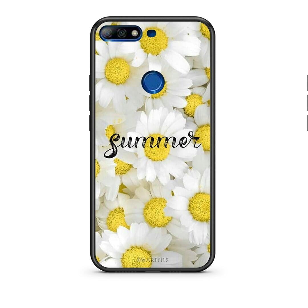 Huawei Y7 2018 Summer Daisies Θήκη από τη Smartfits με σχέδιο στο πίσω μέρος και μαύρο περίβλημα | Smartphone case with colorful back and black bezels by Smartfits