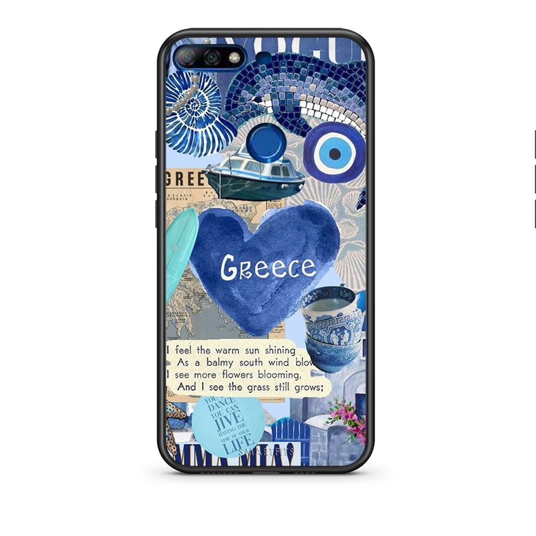 Huawei Y7 2018 Summer In Greece Θήκη από τη Smartfits με σχέδιο στο πίσω μέρος και μαύρο περίβλημα | Smartphone case with colorful back and black bezels by Smartfits