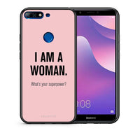 Thumbnail for Θήκη Huawei Y7 2018 Superpower Woman από τη Smartfits με σχέδιο στο πίσω μέρος και μαύρο περίβλημα | Huawei Y7 2018 Superpower Woman case with colorful back and black bezels