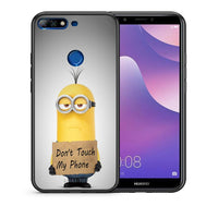 Thumbnail for Θήκη Huawei Y7 2018 Minion Text από τη Smartfits με σχέδιο στο πίσω μέρος και μαύρο περίβλημα | Huawei Y7 2018 Minion Text case with colorful back and black bezels