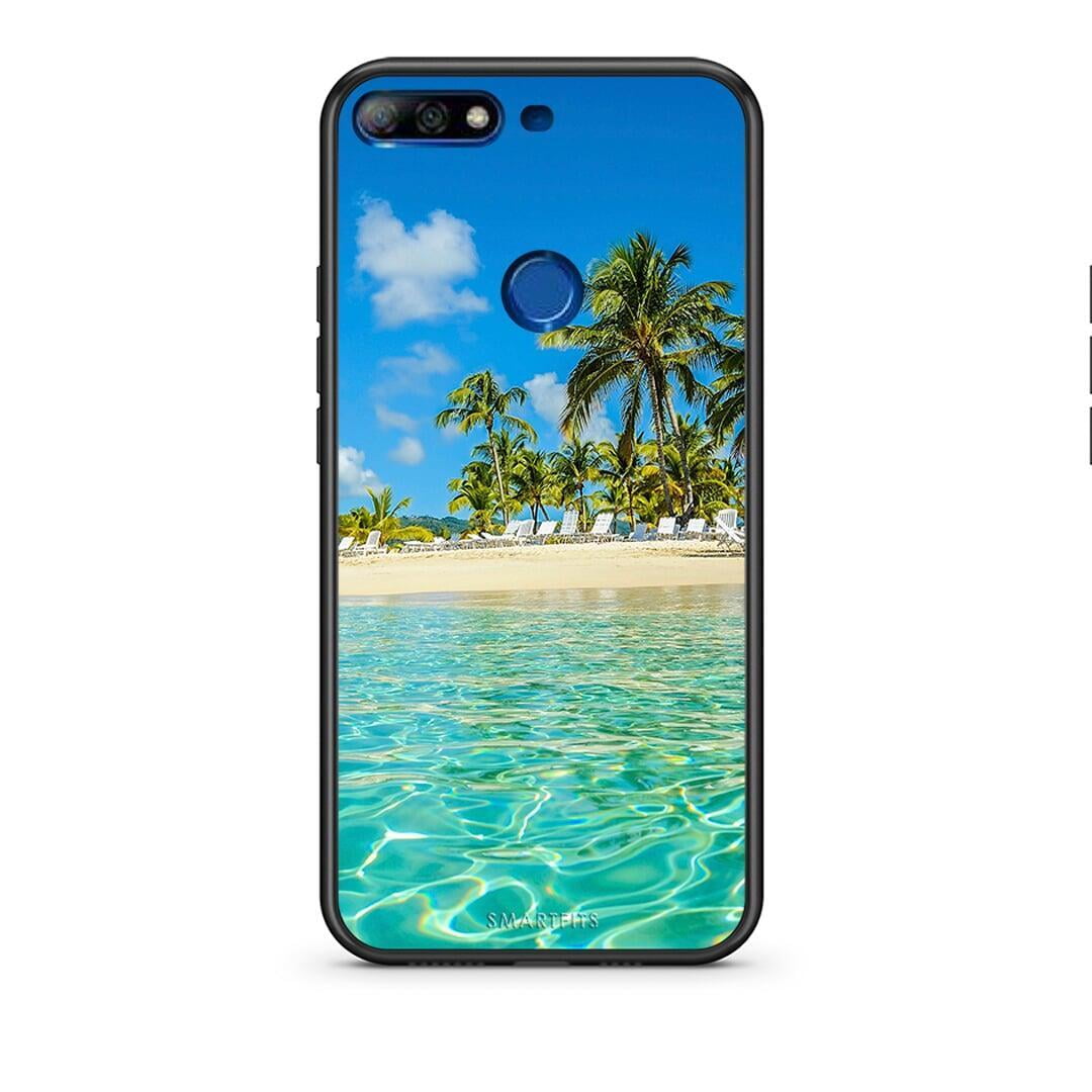 Huawei Y7 2018 Tropical Vibes Θήκη από τη Smartfits με σχέδιο στο πίσω μέρος και μαύρο περίβλημα | Smartphone case with colorful back and black bezels by Smartfits