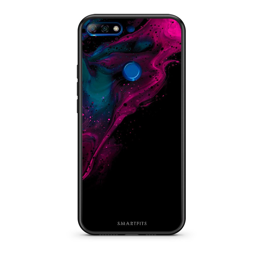 4 - Huawei Y7 2018 Pink Black Watercolor case, cover, bumper