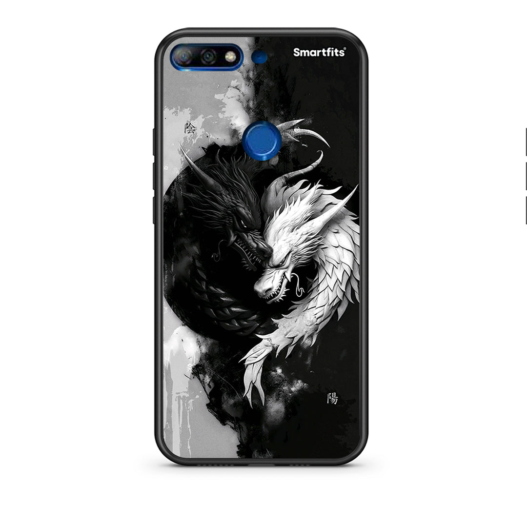Huawei Y7 2018 Yin Yang Θήκη από τη Smartfits με σχέδιο στο πίσω μέρος και μαύρο περίβλημα | Smartphone case with colorful back and black bezels by Smartfits