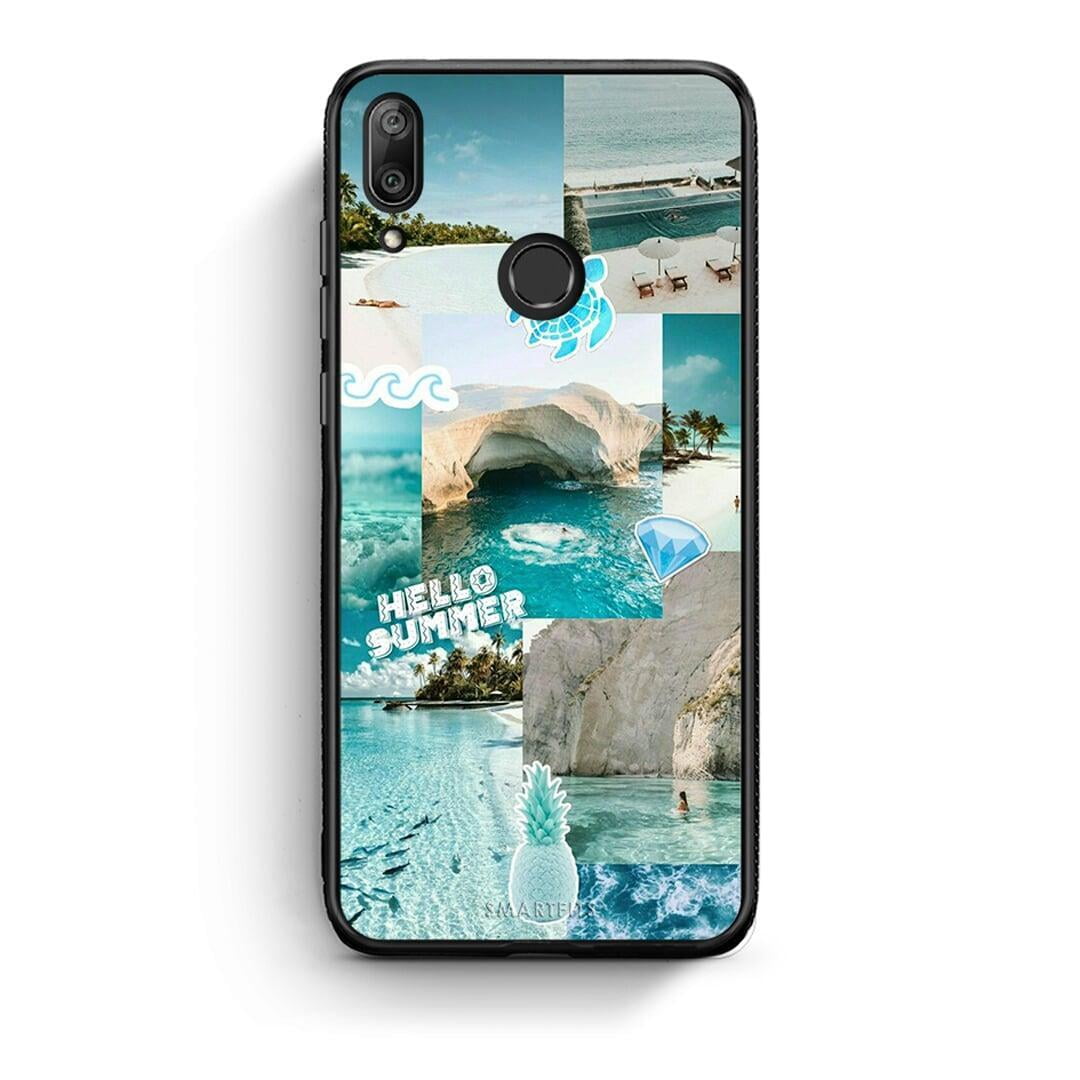Huawei Y7 2019 Aesthetic Summer Θήκη από τη Smartfits με σχέδιο στο πίσω μέρος και μαύρο περίβλημα | Smartphone case with colorful back and black bezels by Smartfits