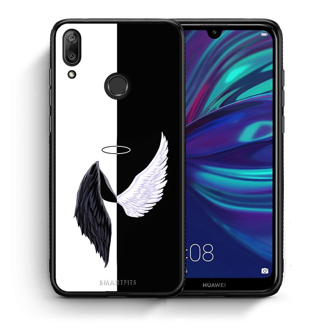 Θήκη Huawei Y7 2019 Angels Demons από τη Smartfits με σχέδιο στο πίσω μέρος και μαύρο περίβλημα | Huawei Y7 2019 Angels Demons case with colorful back and black bezels