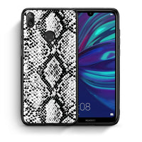 Thumbnail for Θήκη Huawei Y7 2019 White Snake Animal από τη Smartfits με σχέδιο στο πίσω μέρος και μαύρο περίβλημα | Huawei Y7 2019 White Snake Animal case with colorful back and black bezels