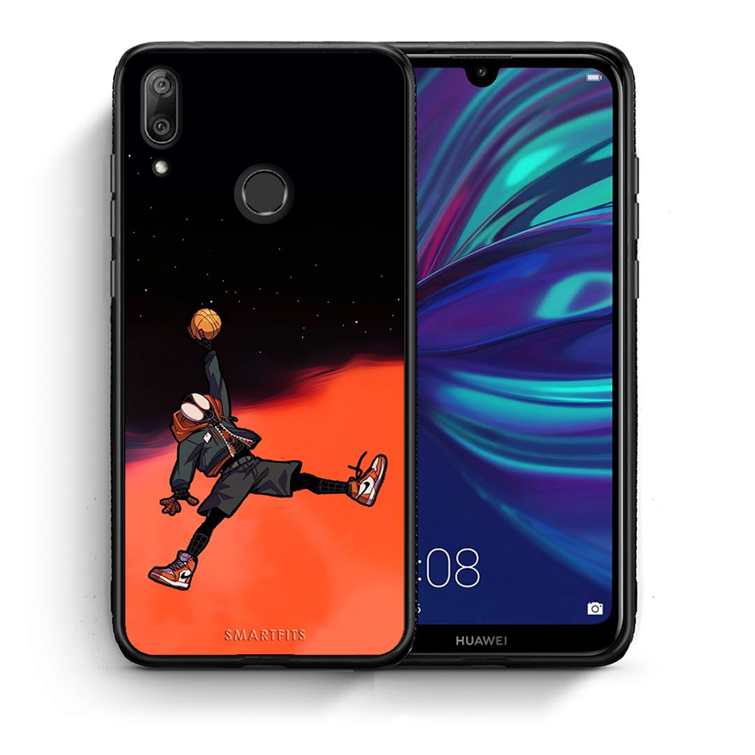 Θήκη Huawei Y7 2019 Basketball Hero από τη Smartfits με σχέδιο στο πίσω μέρος και μαύρο περίβλημα | Huawei Y7 2019 Basketball Hero case with colorful back and black bezels