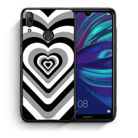Thumbnail for Θήκη Huawei Y7 2019 Black Hearts από τη Smartfits με σχέδιο στο πίσω μέρος και μαύρο περίβλημα | Huawei Y7 2019 Black Hearts case with colorful back and black bezels