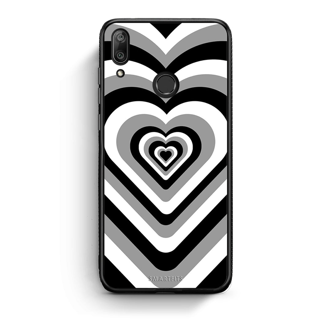 Huawei Y7 2019 Black Hearts θήκη από τη Smartfits με σχέδιο στο πίσω μέρος και μαύρο περίβλημα | Smartphone case with colorful back and black bezels by Smartfits