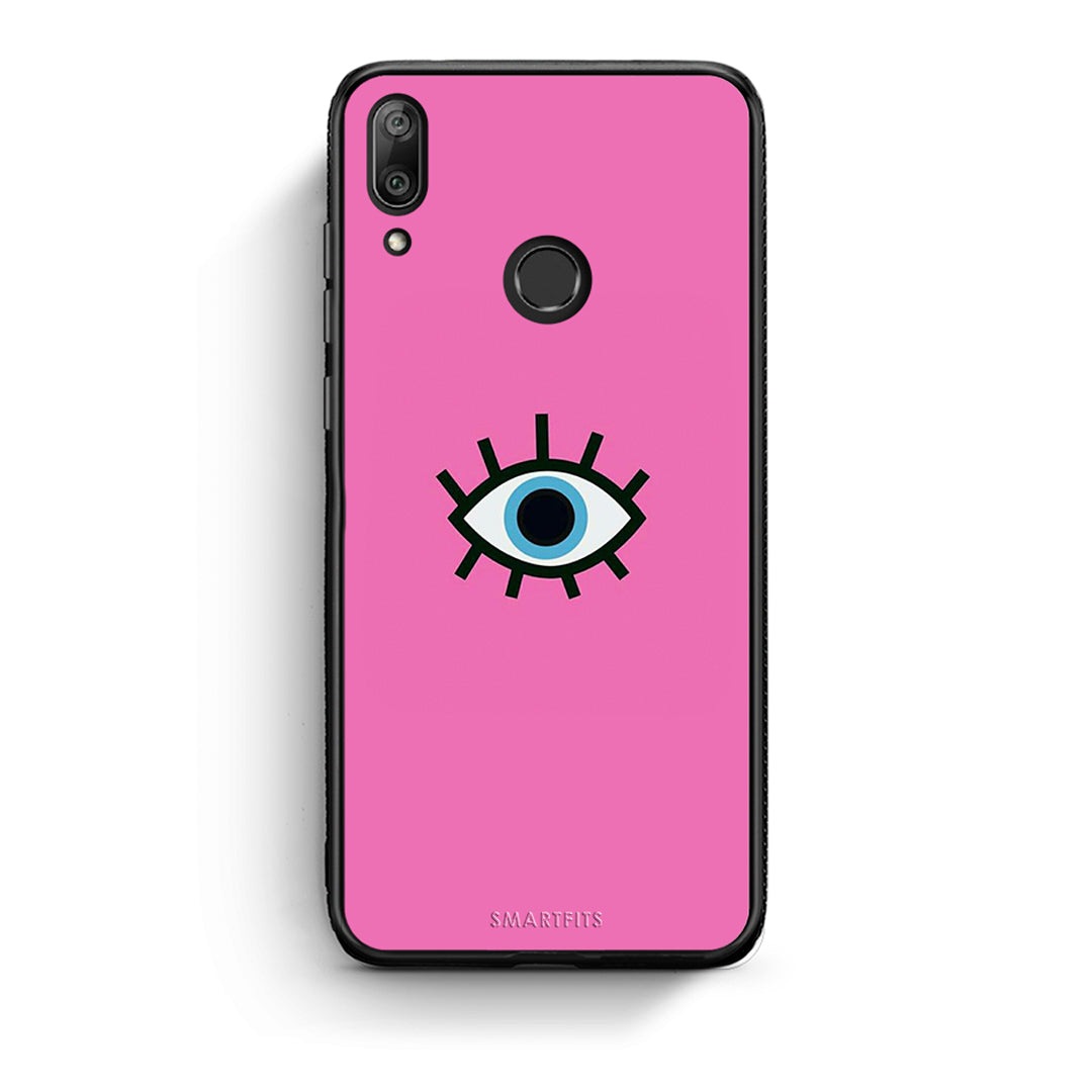 Huawei Y7 2019 Blue Eye Pink θήκη από τη Smartfits με σχέδιο στο πίσω μέρος και μαύρο περίβλημα | Smartphone case with colorful back and black bezels by Smartfits