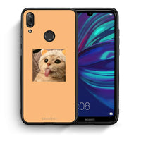 Thumbnail for Θήκη Huawei Y7 2019 Cat Tongue από τη Smartfits με σχέδιο στο πίσω μέρος και μαύρο περίβλημα | Huawei Y7 2019 Cat Tongue case with colorful back and black bezels