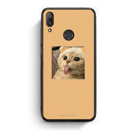 Thumbnail for Huawei Y7 2019 Cat Tongue θήκη από τη Smartfits με σχέδιο στο πίσω μέρος και μαύρο περίβλημα | Smartphone case with colorful back and black bezels by Smartfits