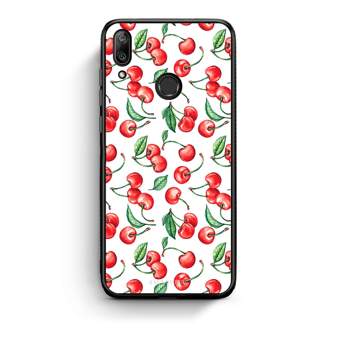 Huawei Y7 2019 Cherry Summer θήκη από τη Smartfits με σχέδιο στο πίσω μέρος και μαύρο περίβλημα | Smartphone case with colorful back and black bezels by Smartfits