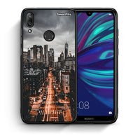 Thumbnail for Θήκη Huawei Y7 2019 City Lights από τη Smartfits με σχέδιο στο πίσω μέρος και μαύρο περίβλημα | Huawei Y7 2019 City Lights case with colorful back and black bezels