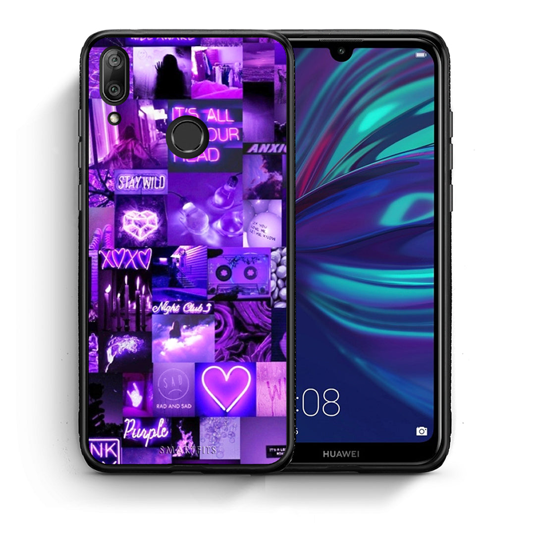 Θήκη Αγίου Βαλεντίνου Huawei Y7 2019 Collage Stay Wild από τη Smartfits με σχέδιο στο πίσω μέρος και μαύρο περίβλημα | Huawei Y7 2019 Collage Stay Wild case with colorful back and black bezels