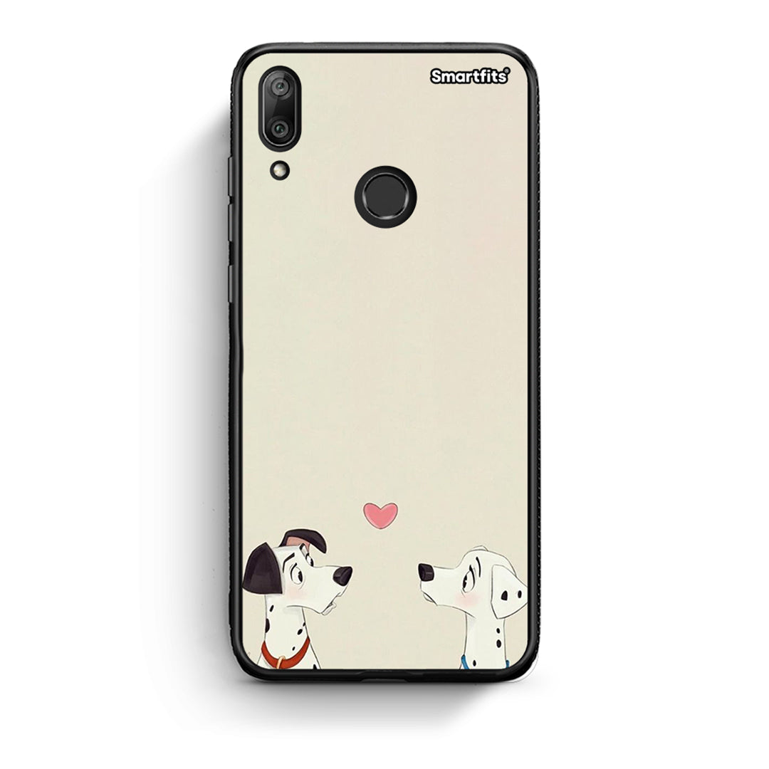Huawei Y7 2019 Dalmatians Love θήκη από τη Smartfits με σχέδιο στο πίσω μέρος και μαύρο περίβλημα | Smartphone case with colorful back and black bezels by Smartfits
