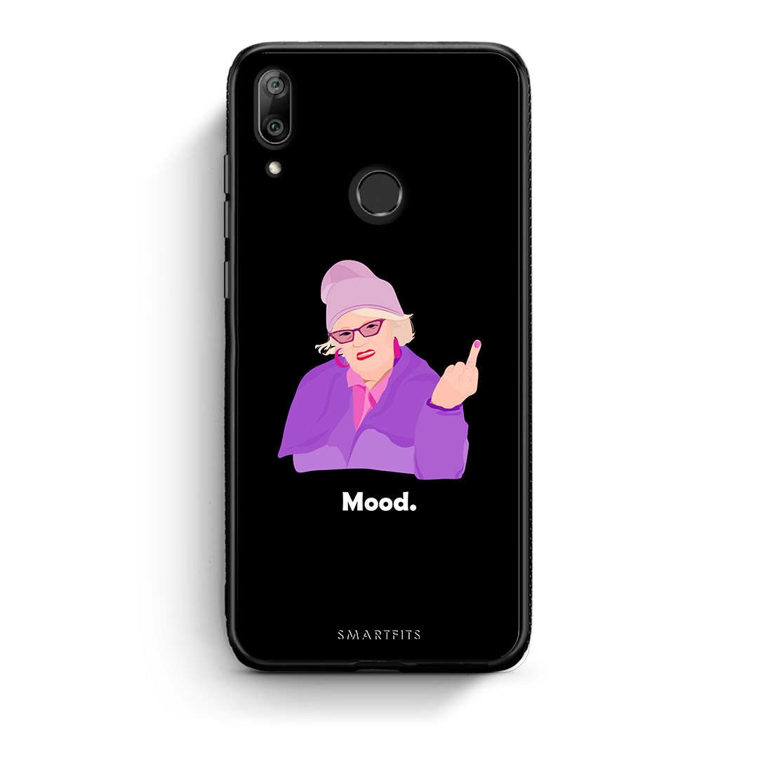 Huawei Y7 2019 Grandma Mood Black θήκη από τη Smartfits με σχέδιο στο πίσω μέρος και μαύρο περίβλημα | Smartphone case with colorful back and black bezels by Smartfits