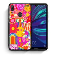 Thumbnail for Θήκη Huawei Y7 2019 Hippie Love από τη Smartfits με σχέδιο στο πίσω μέρος και μαύρο περίβλημα | Huawei Y7 2019 Hippie Love case with colorful back and black bezels