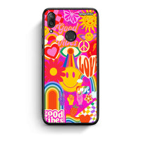 Thumbnail for Huawei Y7 2019 Hippie Love θήκη από τη Smartfits με σχέδιο στο πίσω μέρος και μαύρο περίβλημα | Smartphone case with colorful back and black bezels by Smartfits