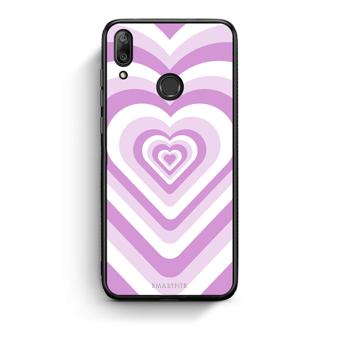 Huawei Y7 2019 Lilac Hearts θήκη από τη Smartfits με σχέδιο στο πίσω μέρος και μαύρο περίβλημα | Smartphone case with colorful back and black bezels by Smartfits