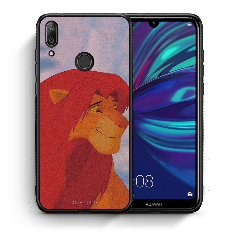 Θήκη Αγίου Βαλεντίνου Huawei Y7 2019 Lion Love 1 από τη Smartfits με σχέδιο στο πίσω μέρος και μαύρο περίβλημα | Huawei Y7 2019 Lion Love 1 case with colorful back and black bezels
