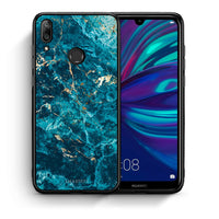 Thumbnail for Θήκη Huawei Y7 2019 Marble Blue από τη Smartfits με σχέδιο στο πίσω μέρος και μαύρο περίβλημα | Huawei Y7 2019 Marble Blue case with colorful back and black bezels