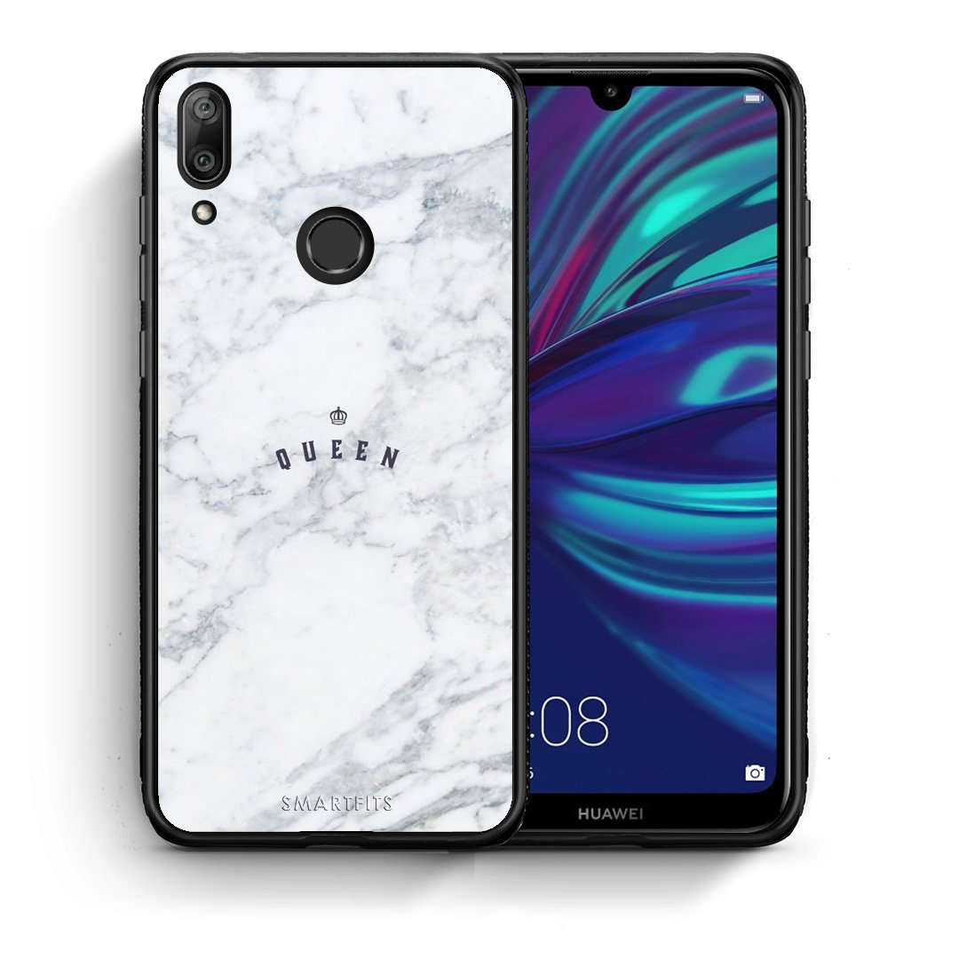 Θήκη Huawei Y7 2019 Queen Marble από τη Smartfits με σχέδιο στο πίσω μέρος και μαύρο περίβλημα | Huawei Y7 2019 Queen Marble case with colorful back and black bezels