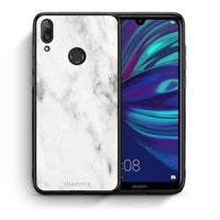 Thumbnail for Θήκη Huawei Y7 2019 White Marble από τη Smartfits με σχέδιο στο πίσω μέρος και μαύρο περίβλημα | Huawei Y7 2019 White Marble case with colorful back and black bezels