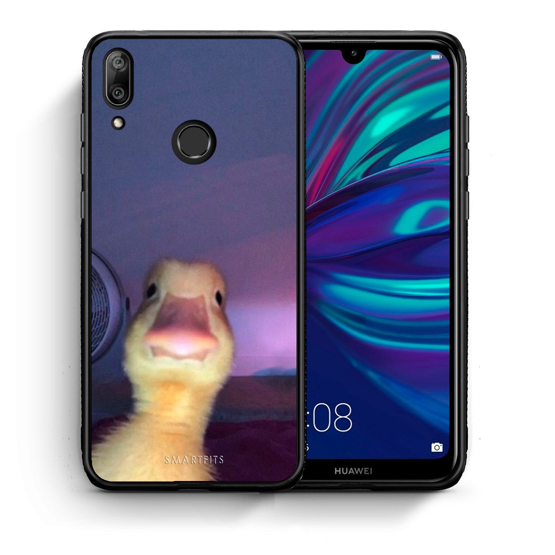 Θήκη Huawei Y7 2019 Meme Duck από τη Smartfits με σχέδιο στο πίσω μέρος και μαύρο περίβλημα | Huawei Y7 2019 Meme Duck case with colorful back and black bezels