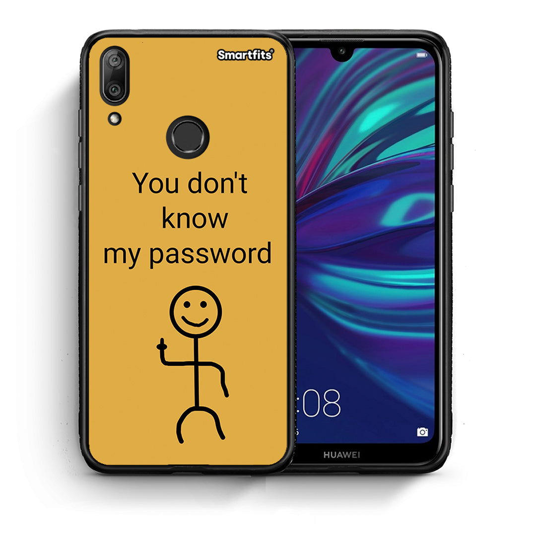 Θήκη Huawei Y7 2019 My Password από τη Smartfits με σχέδιο στο πίσω μέρος και μαύρο περίβλημα | Huawei Y7 2019 My Password case with colorful back and black bezels