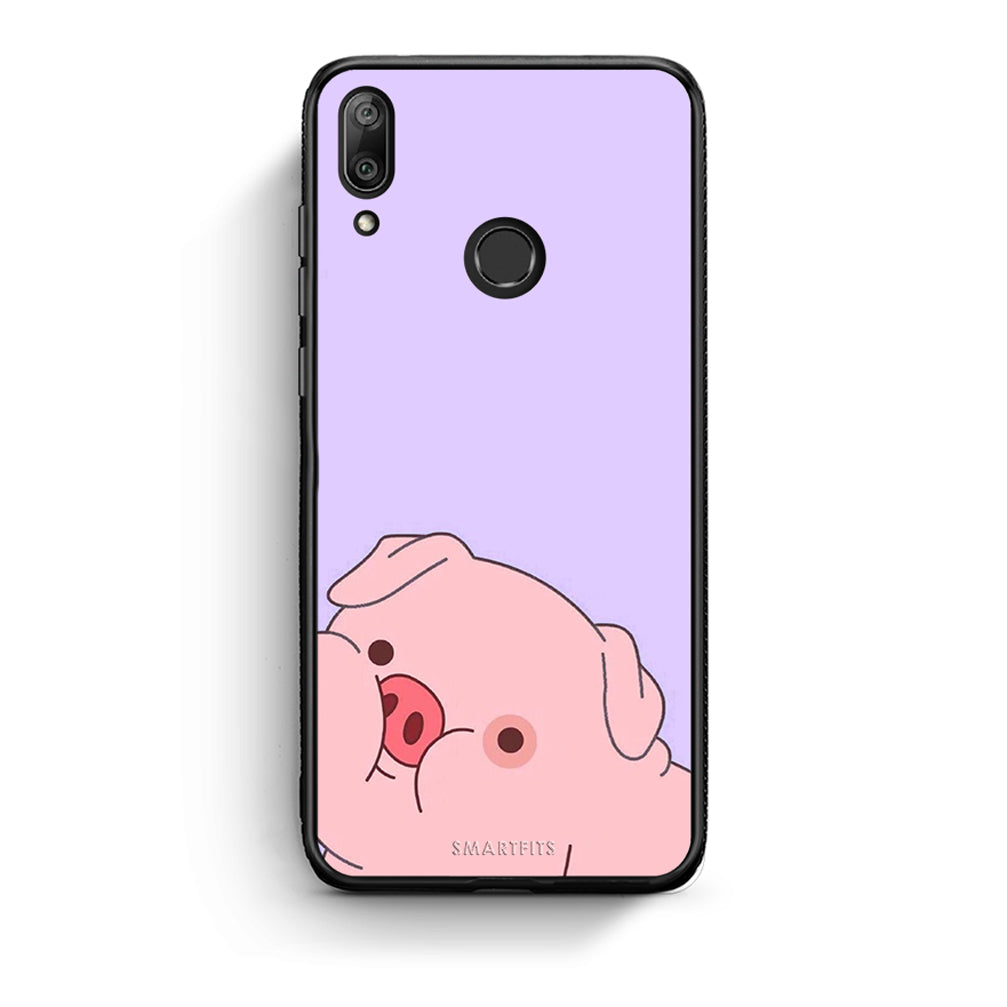 Huawei Y7 2019 Pig Love 2 Θήκη Αγίου Βαλεντίνου από τη Smartfits με σχέδιο στο πίσω μέρος και μαύρο περίβλημα | Smartphone case with colorful back and black bezels by Smartfits