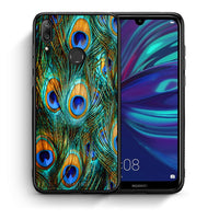 Thumbnail for Θήκη Huawei Y7 2019 Real Peacock Feathers από τη Smartfits με σχέδιο στο πίσω μέρος και μαύρο περίβλημα | Huawei Y7 2019 Real Peacock Feathers case with colorful back and black bezels