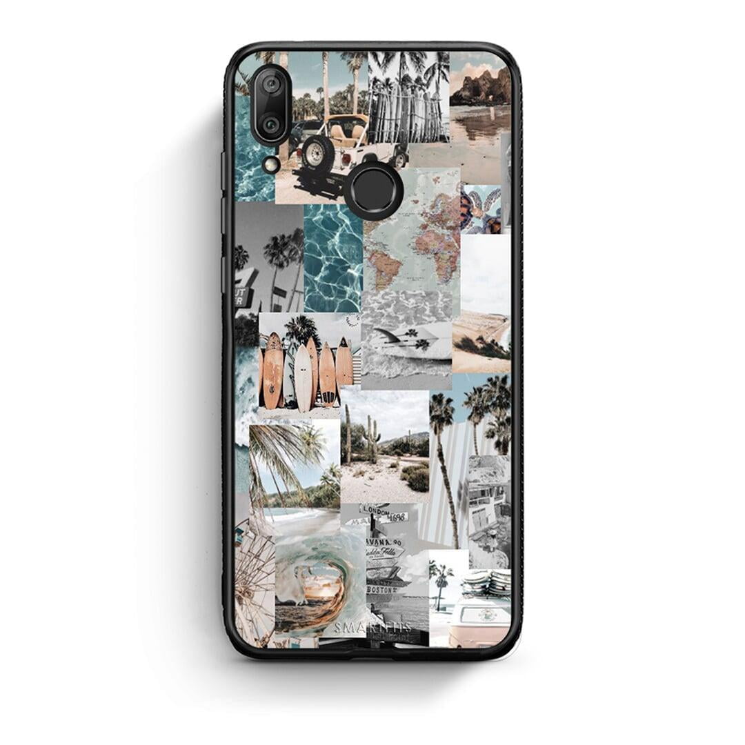 Huawei Y7 2019 Retro Beach Life Θήκη από τη Smartfits με σχέδιο στο πίσω μέρος και μαύρο περίβλημα | Smartphone case with colorful back and black bezels by Smartfits